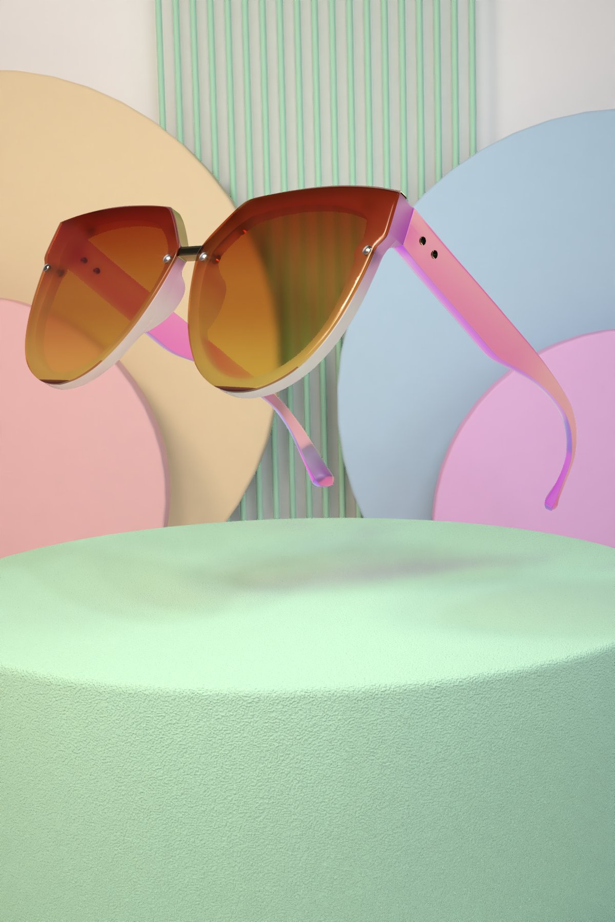 POLO55 ZEY  Pembe Güneş Gözlüğü - Pink Sunglasses