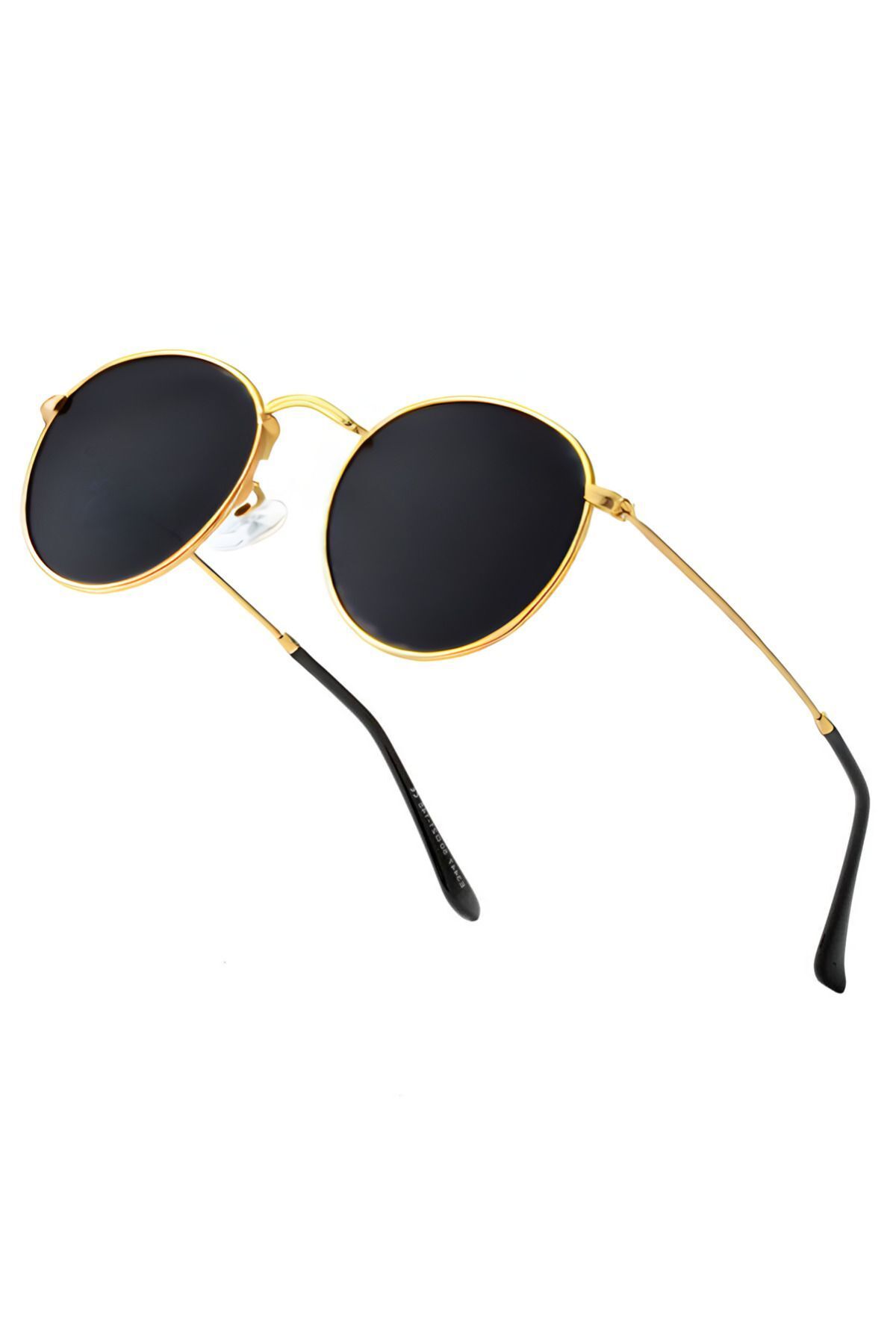 Round Metal Legend Gold Siyah Yuvarlak Kadın Güneş Gözlüğü
