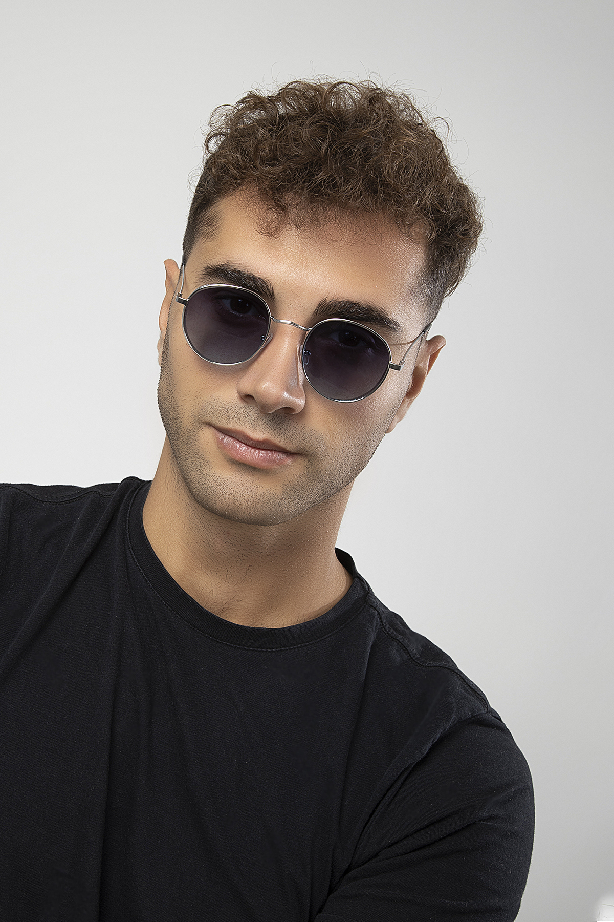 Siperlikli Round Metal Erkek Güneş Gözlüğü