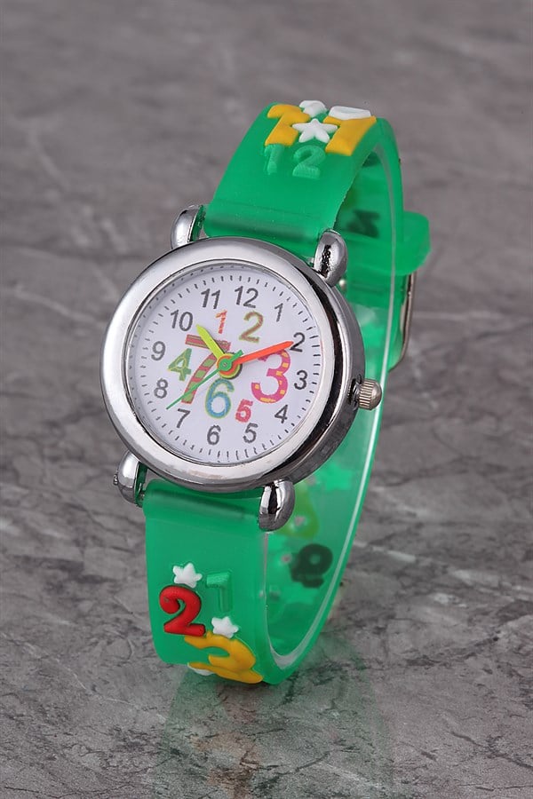 PLCS005R04 Çocuk Saat Yeşil Rakamlı Çocuk Saati