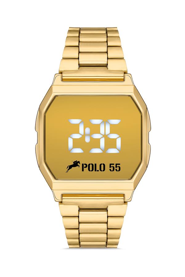 POLO55 Gold Zamansız Tasarım Dokunmatik Dijital Metal Kordon Retro Erkek Kol Saati