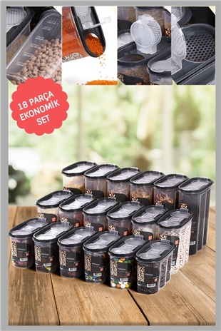 King Mop 18'li Sızdırmaz Kapaklı Erzak Saklama Kabı Seti 6 x ( 1200 Ml, 1700 Ml, 2400 Ml ) KMMSK-01
