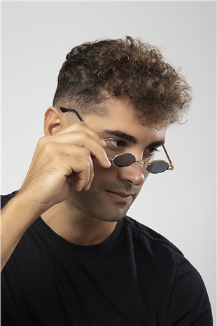 Minimal Retro Metal Elips Çerçeve Erkek Güneş Gözlüğü