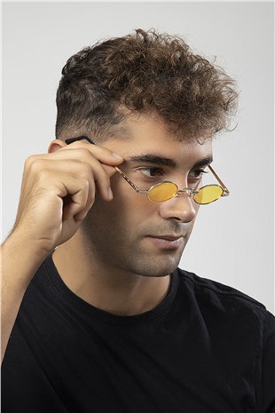 Minimal Retro Metal Elips Çerçeve Erkek Güneş Gözlüğü
