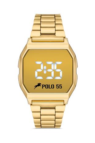 POLO55 Gold Zamansız Tasarım Dokunmatik Dijital Metal Kordon Retro Erkek Kol Saati