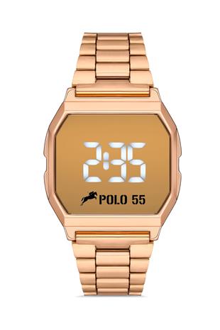 POLO55 Rose-Gold Zamansız Tasarım Dokunmatik Dijital Metal Kordon Retro Erkek Kol Saati