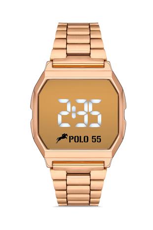 POLO55 Rose-Gold Zamansız Tasarım Dokunmatik Dijital Metal Kordon Retro Kadın Kol Saati