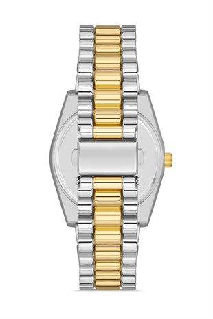POLO55 Zirkon Taşlı Takvim Göstergeli Unisex Metal Kordon Kol Saati PLUM003R011