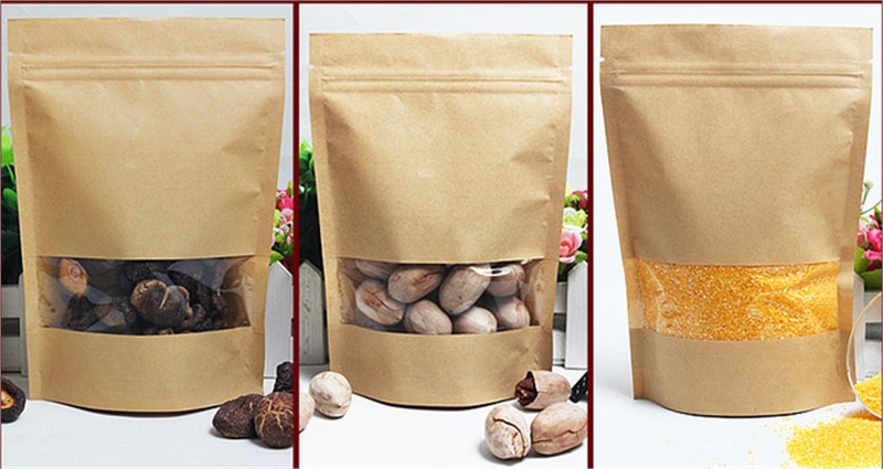 Kraft Malzemeli Pencereli Zipli Doypack poşet-250 gr.