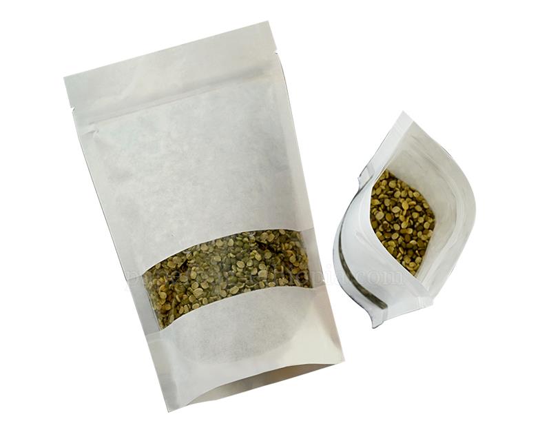 Beyaz Kraft Pencereli Doypak Poşet 1250 gr.-500 Adet 