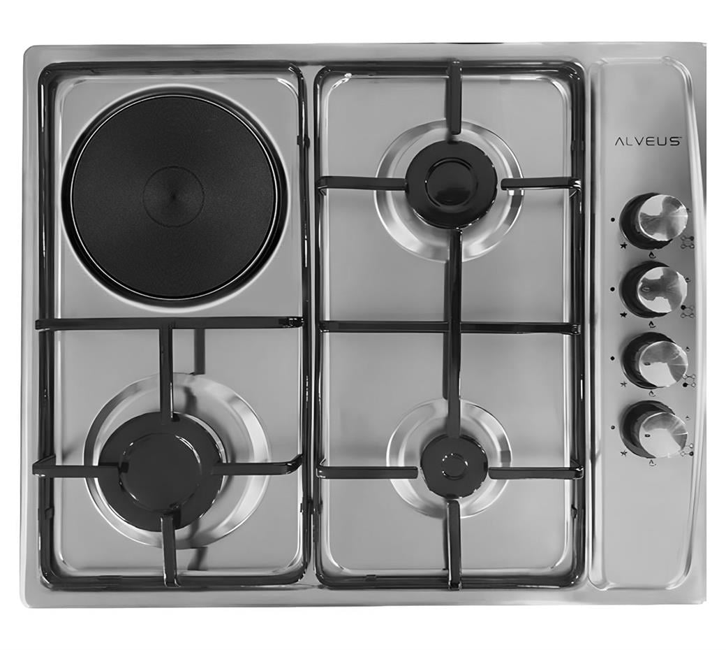 ALVEUS MTF 631 INOX 3 GÖZ GAZ+1 GÖZ ELEKTRİKLİ 60CM ANKASTRE OCAK