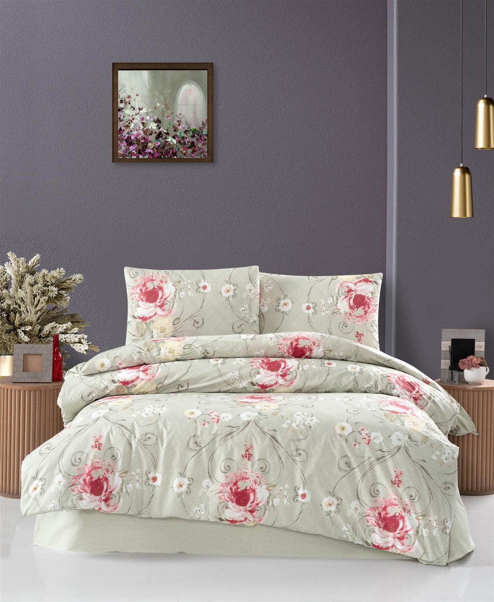 FİRUZE ÇARŞAFI LASTİKLİ RANFORCE ÇİFT KİŞİLİK NEVRESİM TAKIMI (ALİZE GREEN)