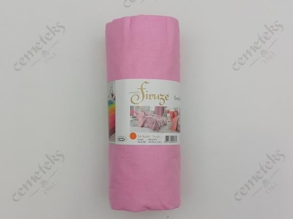 FİRUZE CRETON ÇİFT KİŞİLİK LASTİKLİ FITTED ÇARSAF (52 TEL) PEMBE