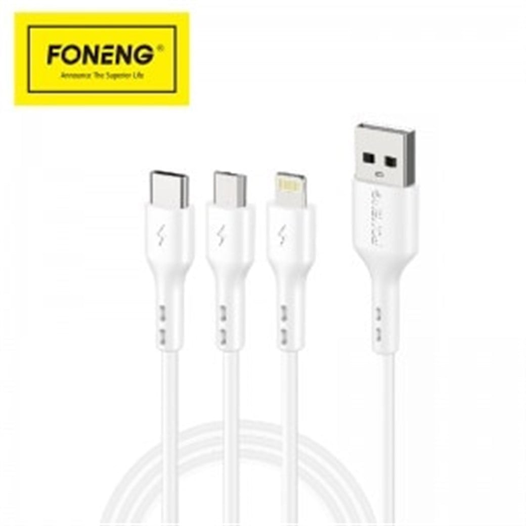 FONENG 3IN1 USB KABLOSU X66 3A 1,2M BEYAZ 