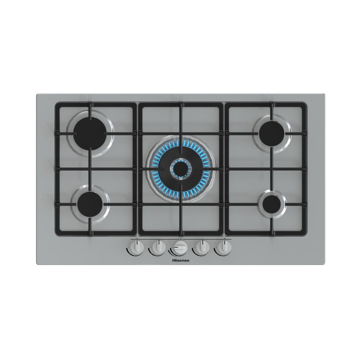 HISENSE GM973XF  5 GÖZLÜ GAZLI 86*51CM ANKASTRE OCAK INOX