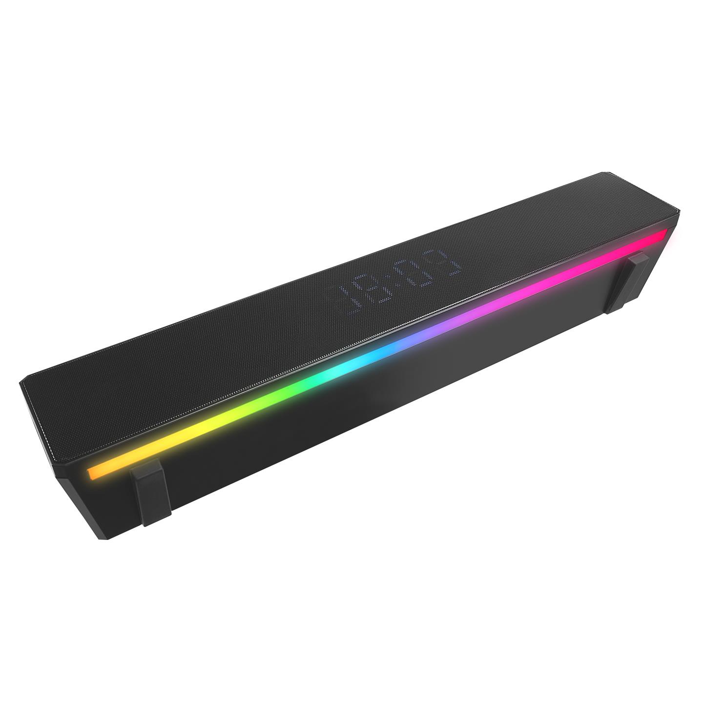 Mikado MD-SBT27 Siyah 10W 2400mAh BT,RGB,Alarm,Clock,TF Card Type-C,USB Soundbar Speaker