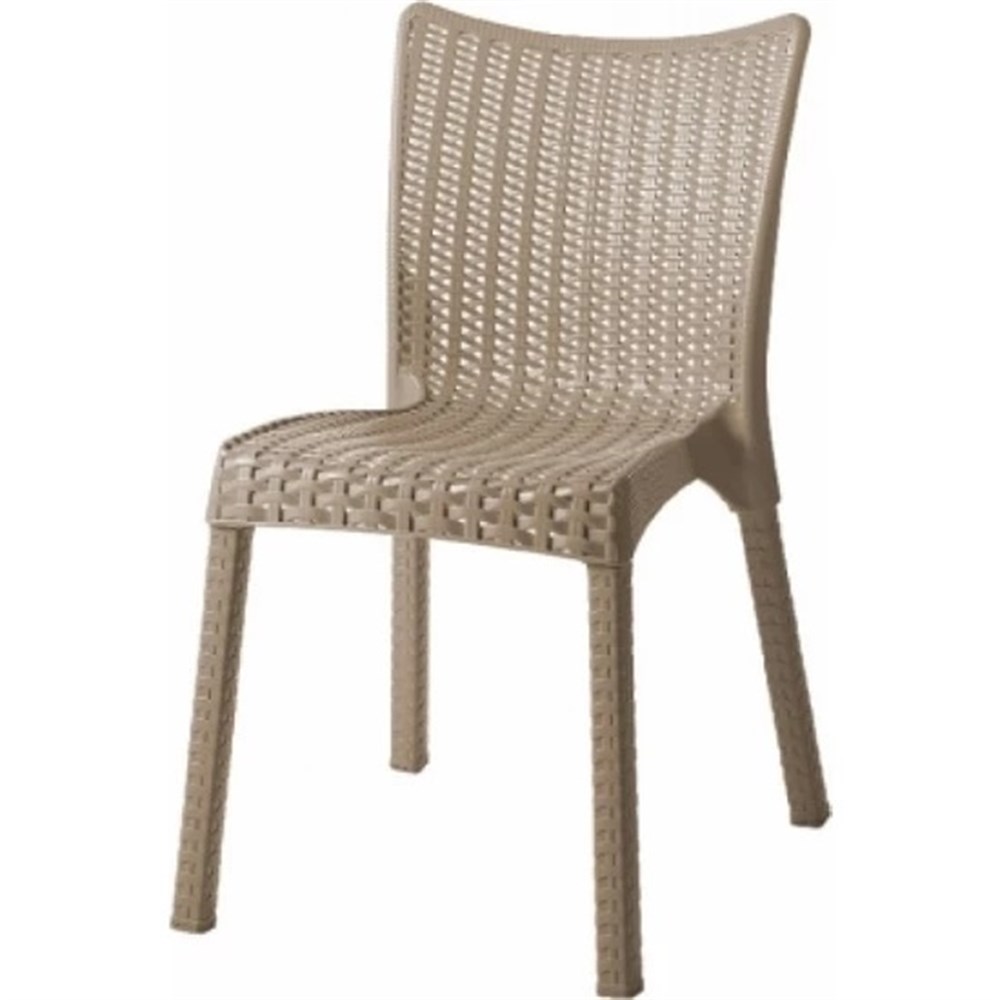 NERGİS RATTAN PLASTİK AYAKLI KOLSUZ SANDALYE-KREM