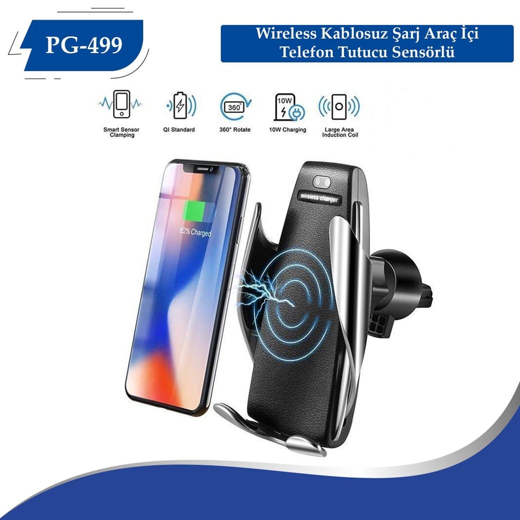 PG-499 KABLOSUZ ŞARJLI ARAÇ İÇİ TELEFON TUTUCU 