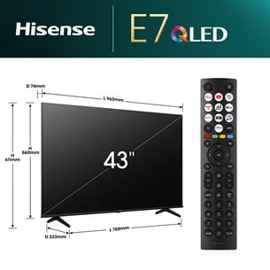 HISENSEHISENSE 43E7NQ 43''  4K QLED UHD SMART TV .101.103.124.019