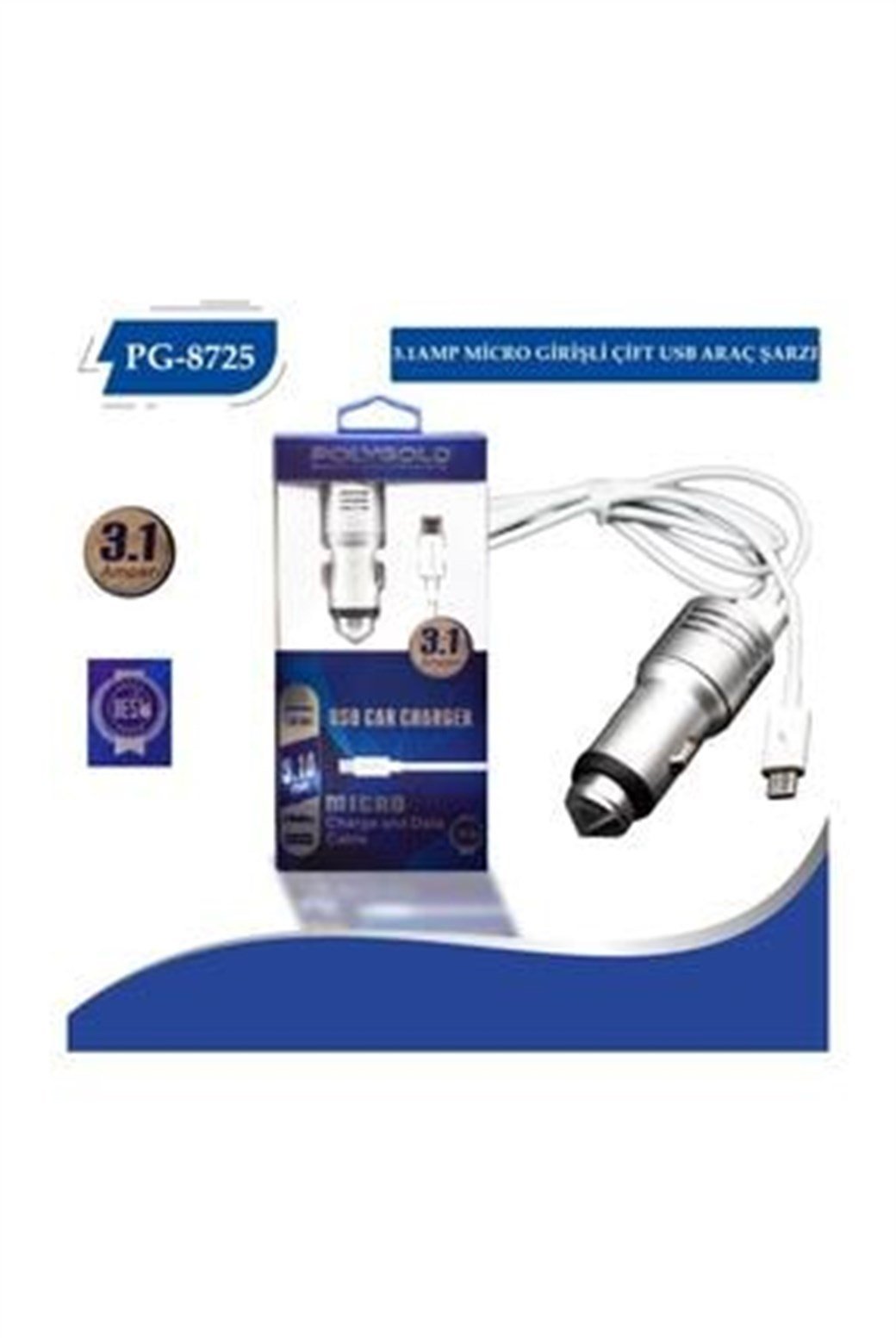  PG 8725 3.1A ARAÇ ŞARJ CİHAZI + MİKRO USB KABLO