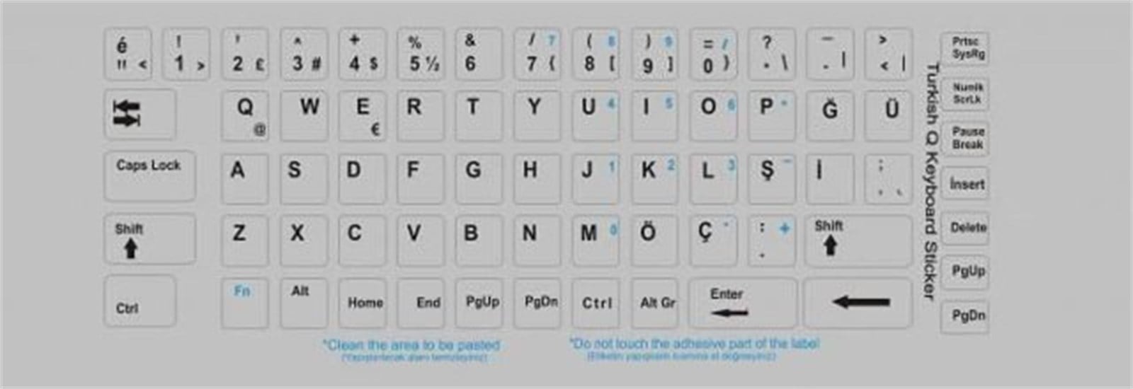 Addison 300167 Türkçe Q Gri Klavye Stiker