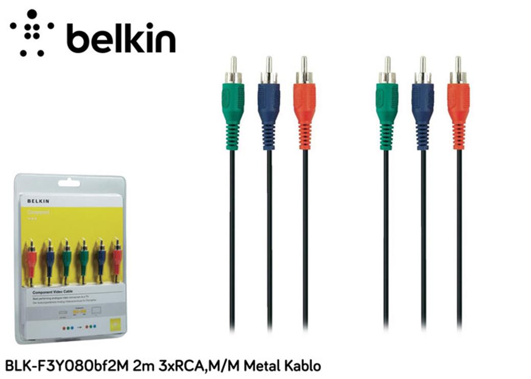 Belkin BLK- F3Y080bf2M 2m 3xRCA,M/M Metal Kablo