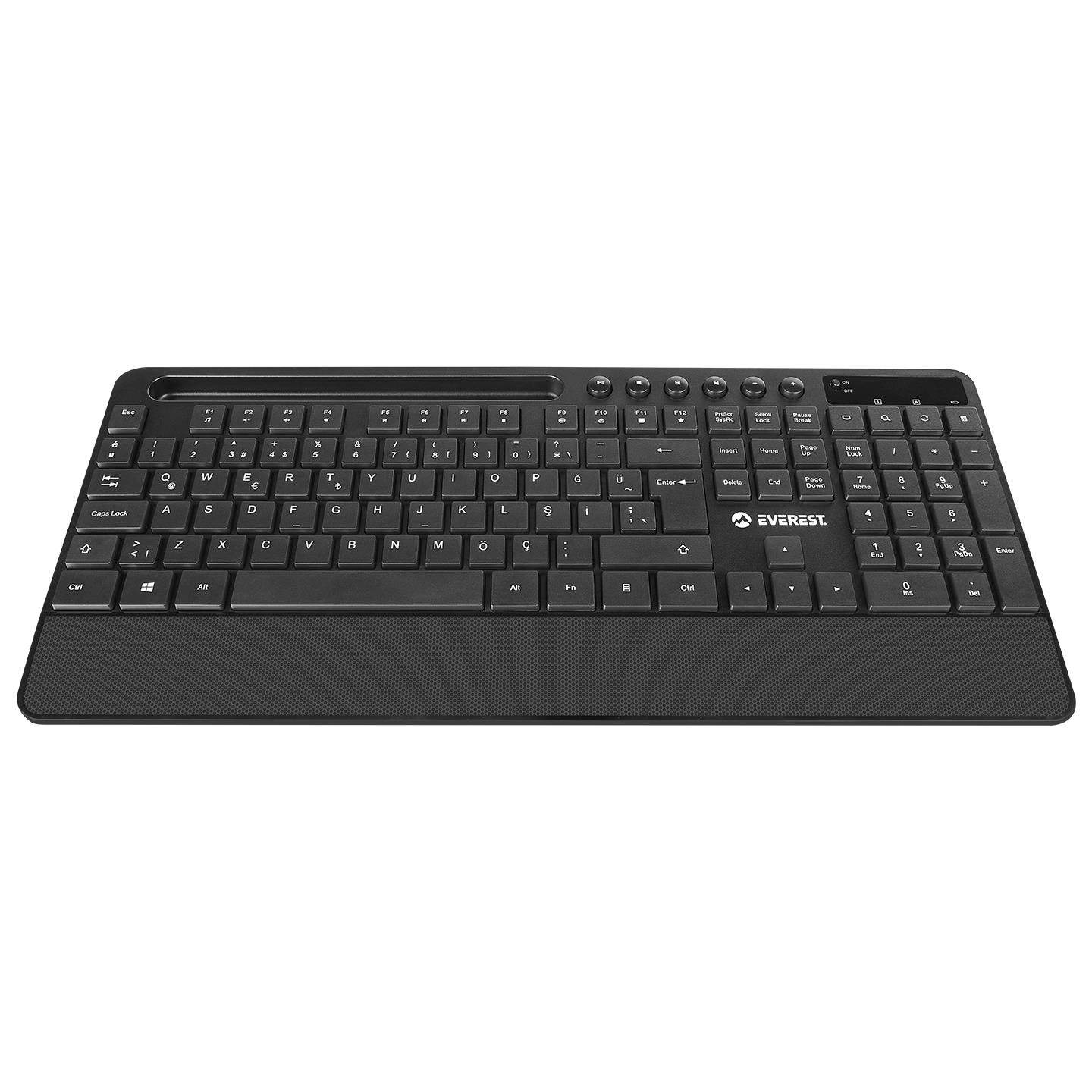 Everest KM-9676 Siyah Multimedya Tablet-Telefon Standlı Klavye +