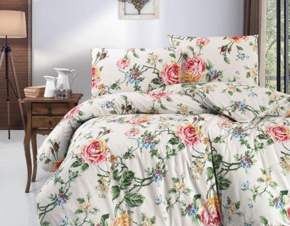 FİRUZE %100 PAMUK RANFORCE ÇİFT KİŞİLİK NEVRESİM TAKIMI (ROSE)