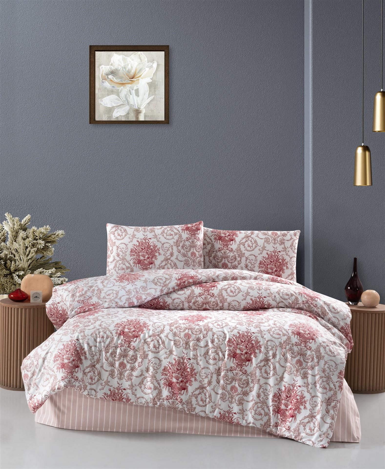 FİRUZE ÇARŞAFI LASTİKLİ RANFORCE ÇİFT KİŞİLİK NEVRESİM TAKIMI (MİHRİMAH)