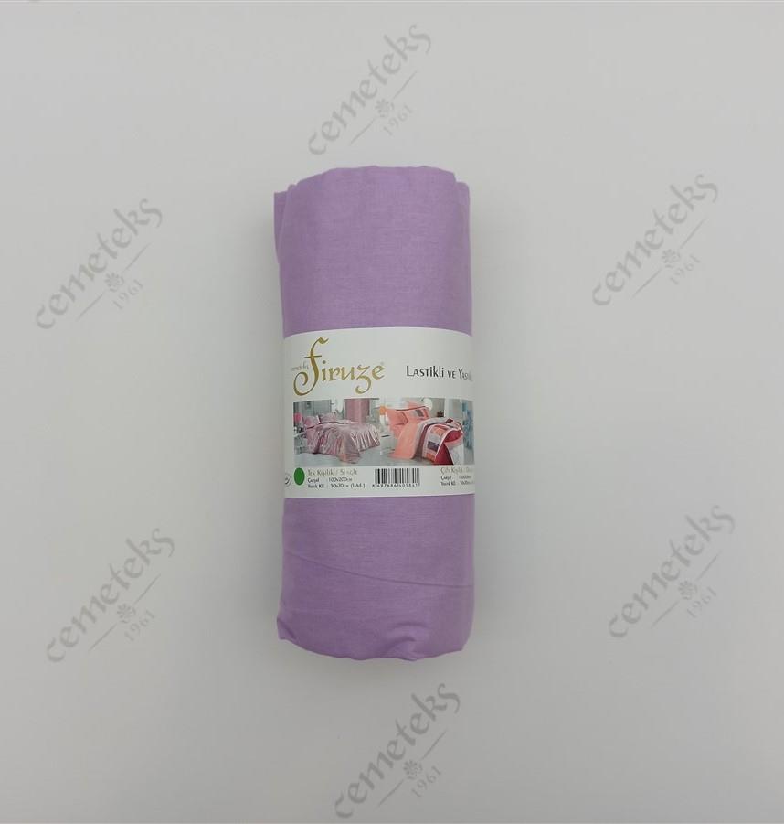 FİRUZE CRETON TEK KİŞİLİK LASTİKLİ FİTTED ÇARŞAF (52 TEL) (LİLA)