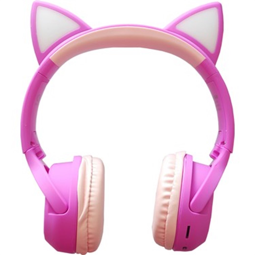 IŞIKLI KEDİ GÖRÜNÜMLÜ KABLOSUZ KULAKLIK KB-910 PEMBE