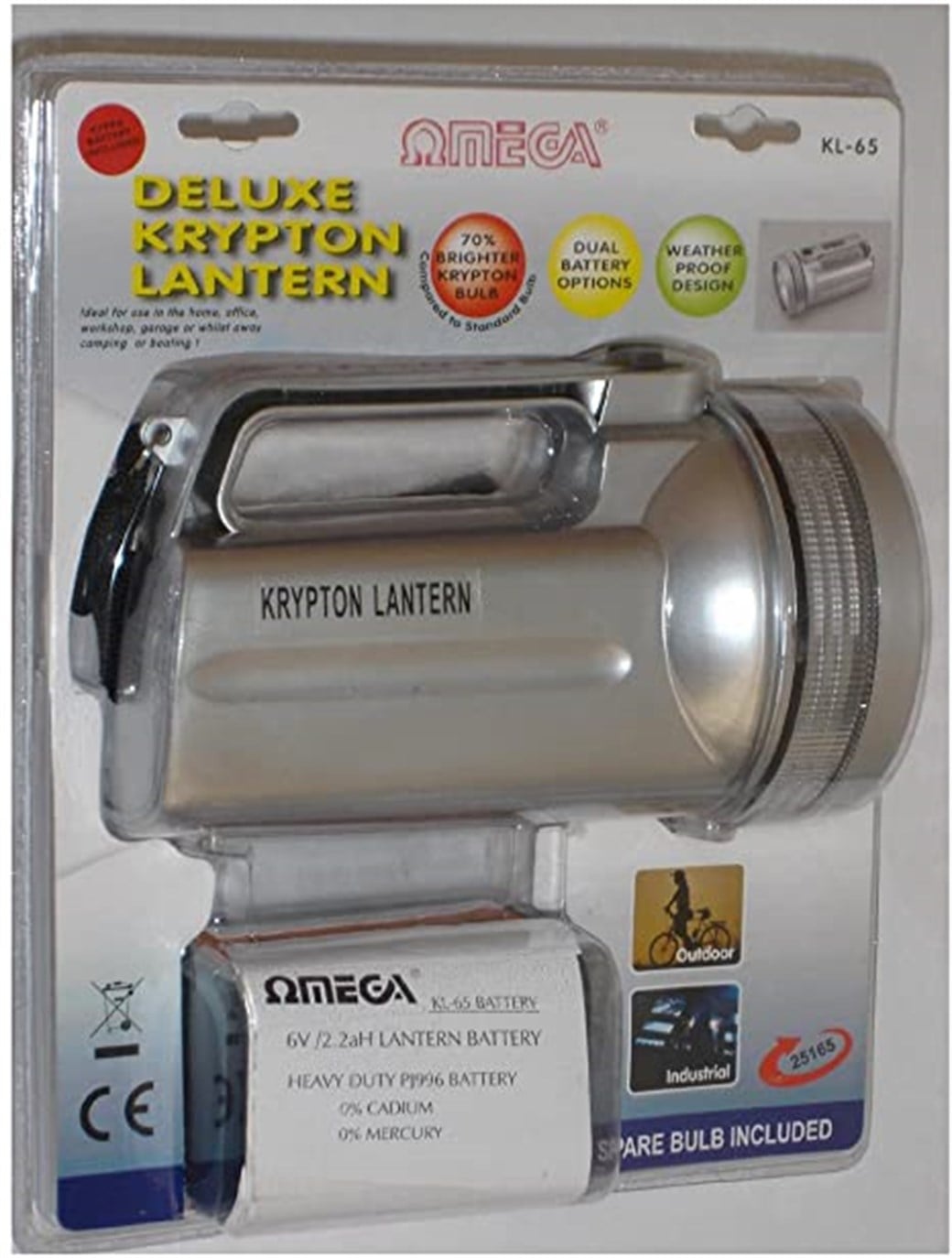 OMEGA  25165 KL-65 KRYPTON LANTERN W PJ996 BATT & ADAPTOR FENER