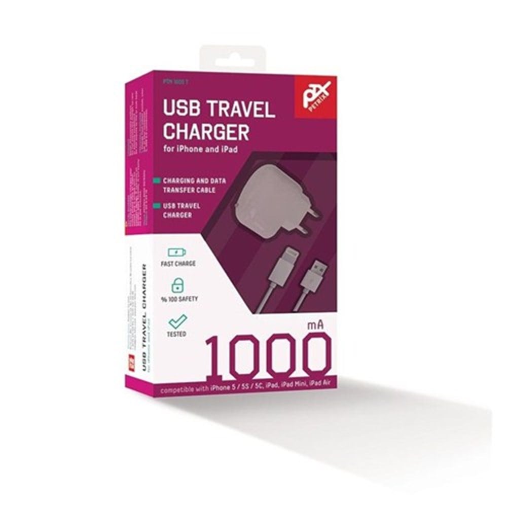 PETRİX PT M1005T IPHONE5 SEYAHAT ŞARJI+DATA KABLOS