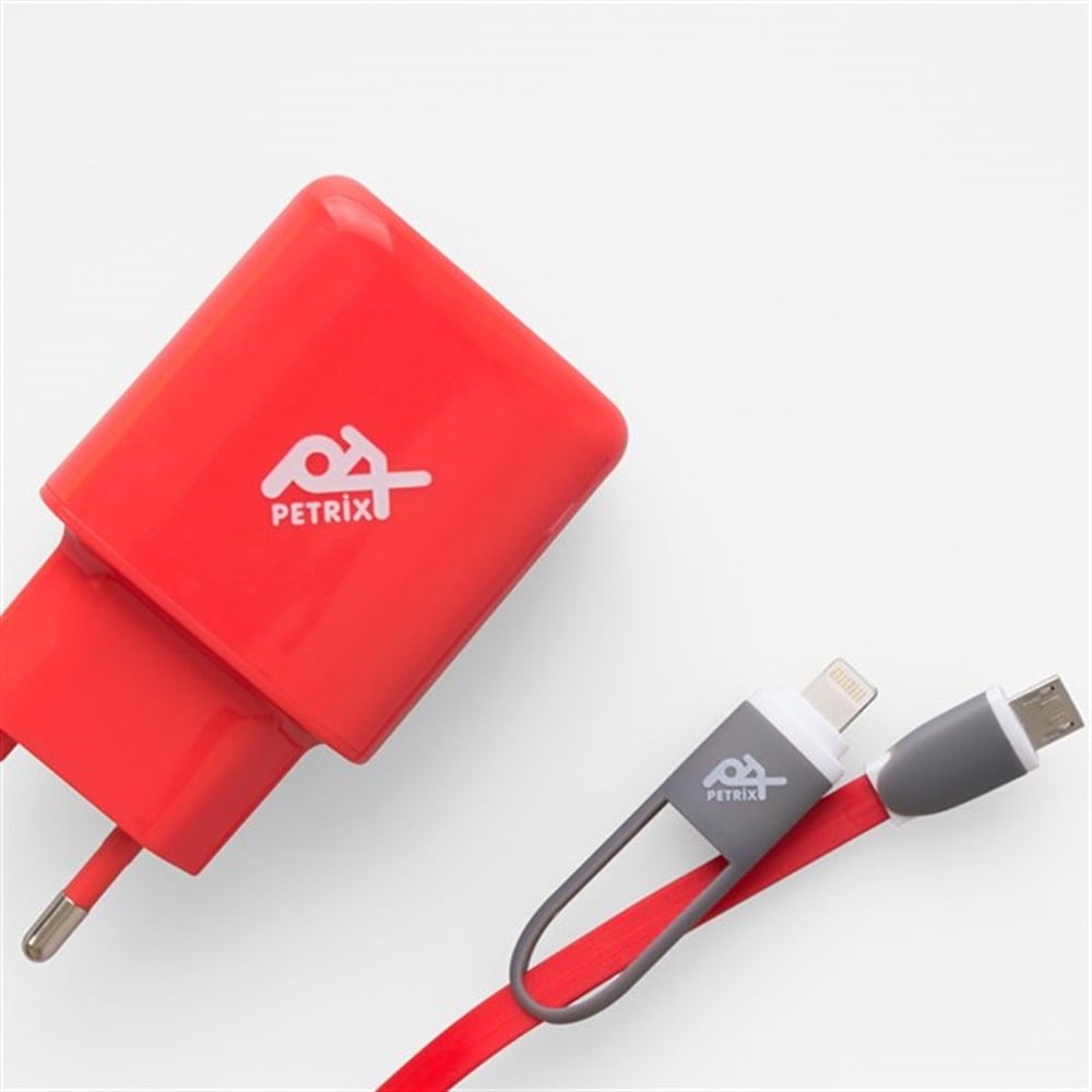 PETRIX PT M20T 3.4A SEYAHAT  ŞARJ CİH. 2İN 1 KABLO