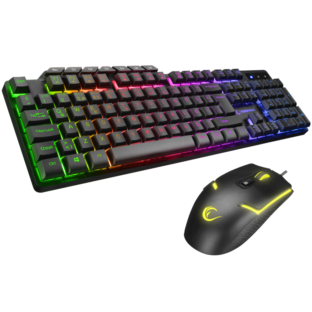 Rampage KM-9858 JAZZY Siyah Rainbow Backlight Makro Tuşlu Gaming Klavye + 3600 dpi Mouse Set