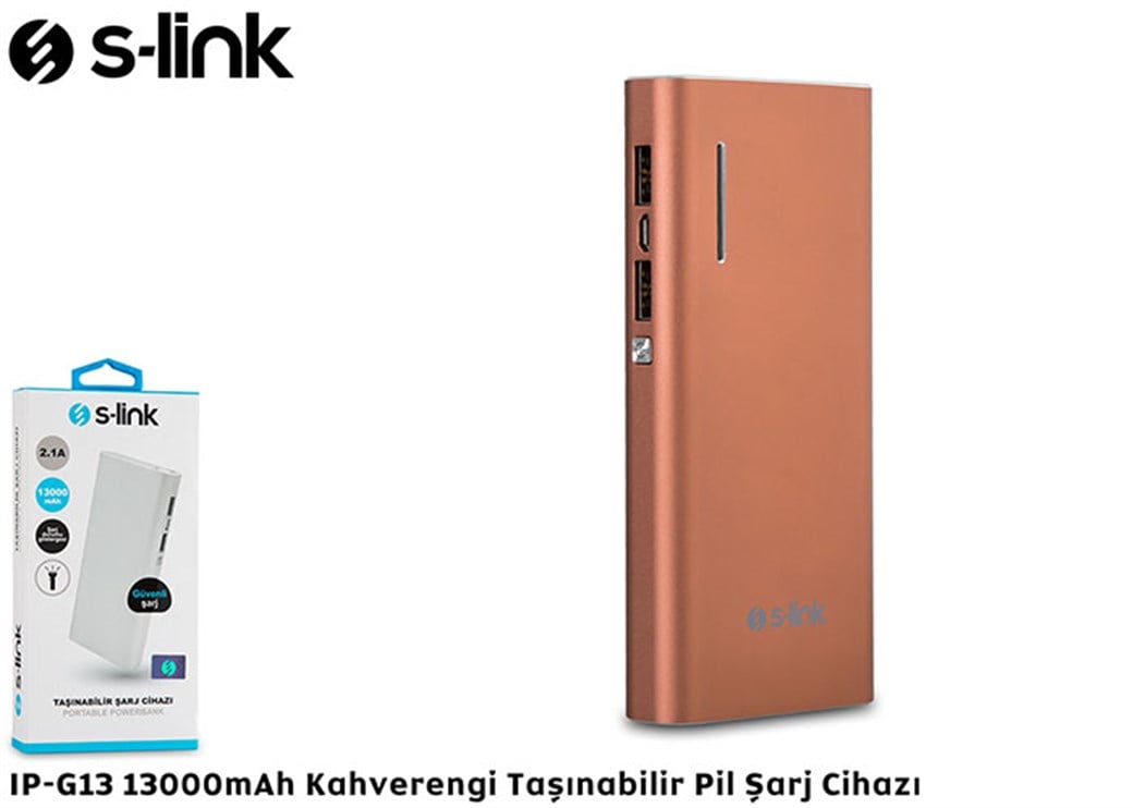 S-link IP-G13 13000mAh Kahverengi Powerbank