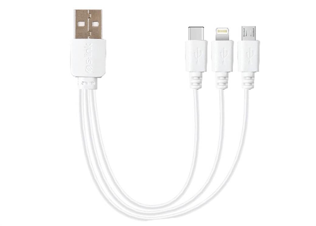 S-link IP-KC07B 3İN1 25cm 3A Type-C+ Lightning + MİCRO Beyaz Şarj Kablosu