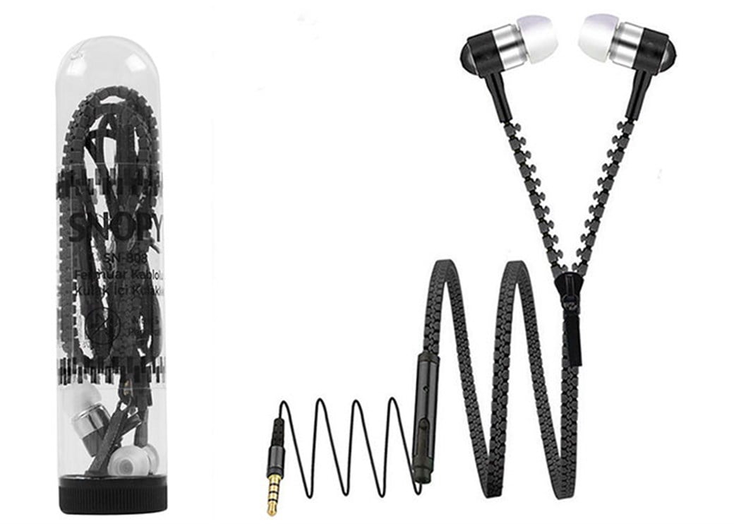 Snopy SN-808 Zipper Wired Black In-Ear Headset
