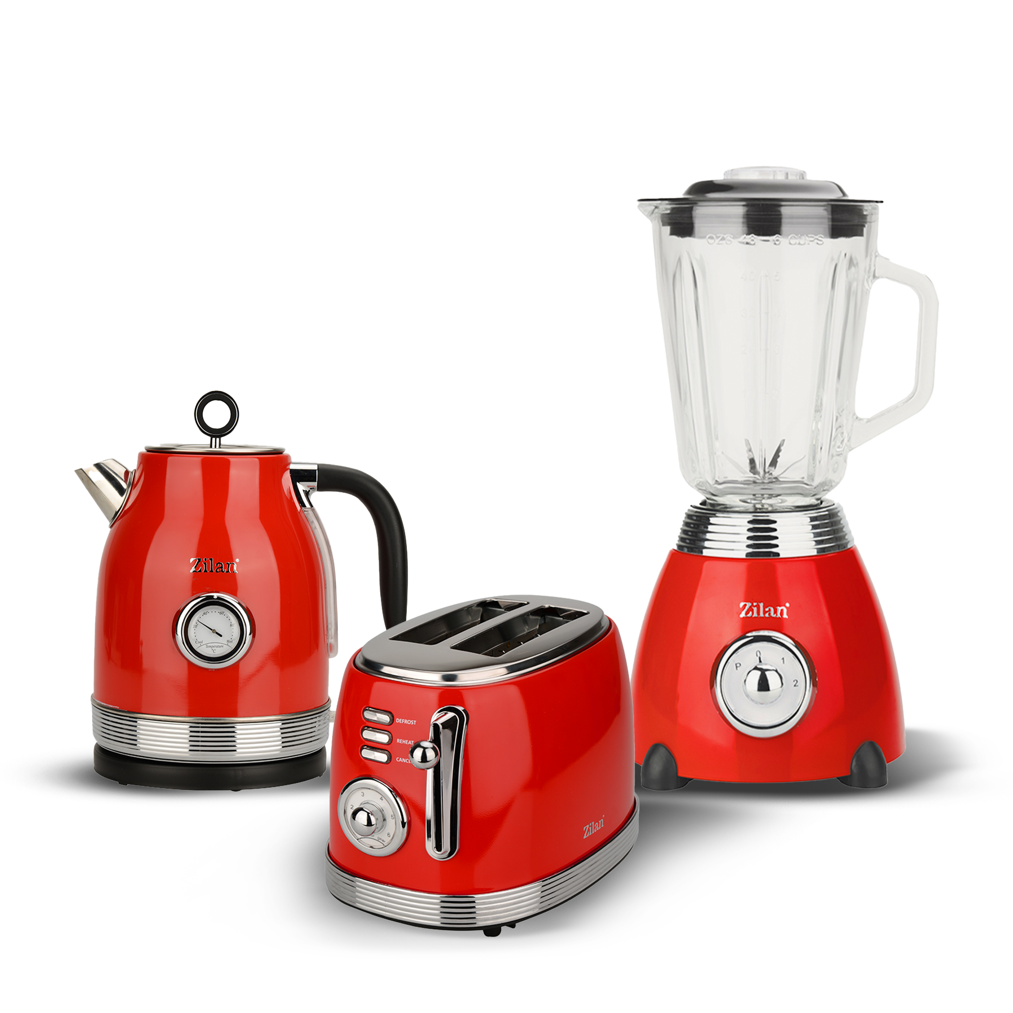 ZİLAN RETRO SET BLENDER-EKMEK KIZARTMA MAKİNESİ-KETTLE