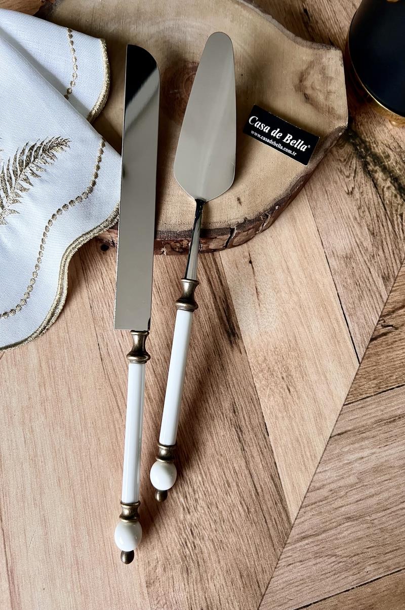 2 Parça Boncuk Figürlü Spatula Bıçak Servis Seti