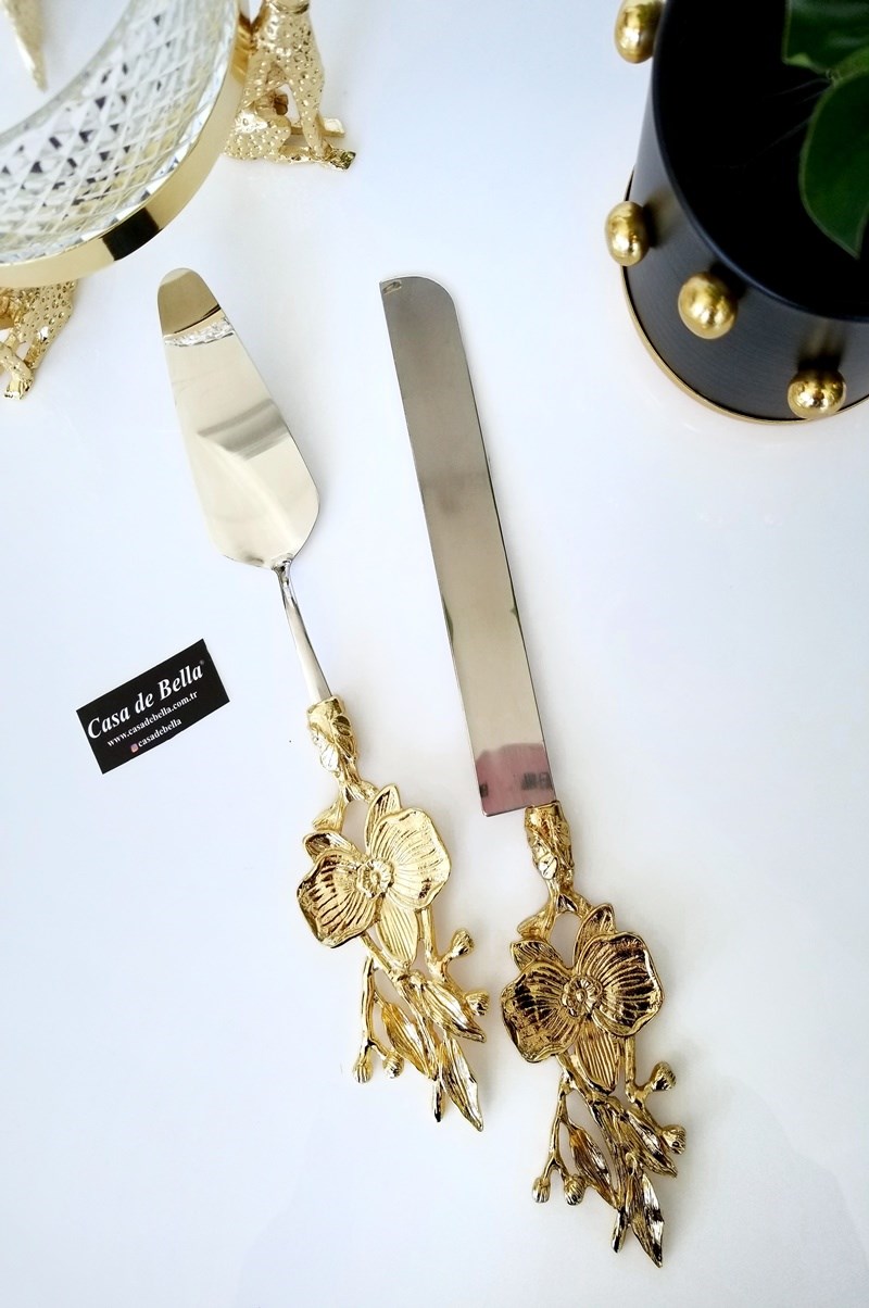 2 Parça Orkide Desenli Pasta Servis Seti