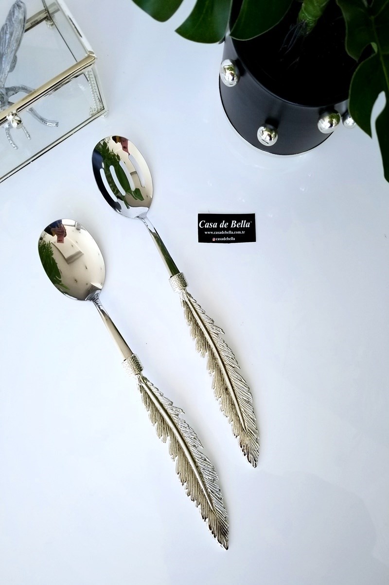 2 Parça Tüy Desenli Salata Servis Seti