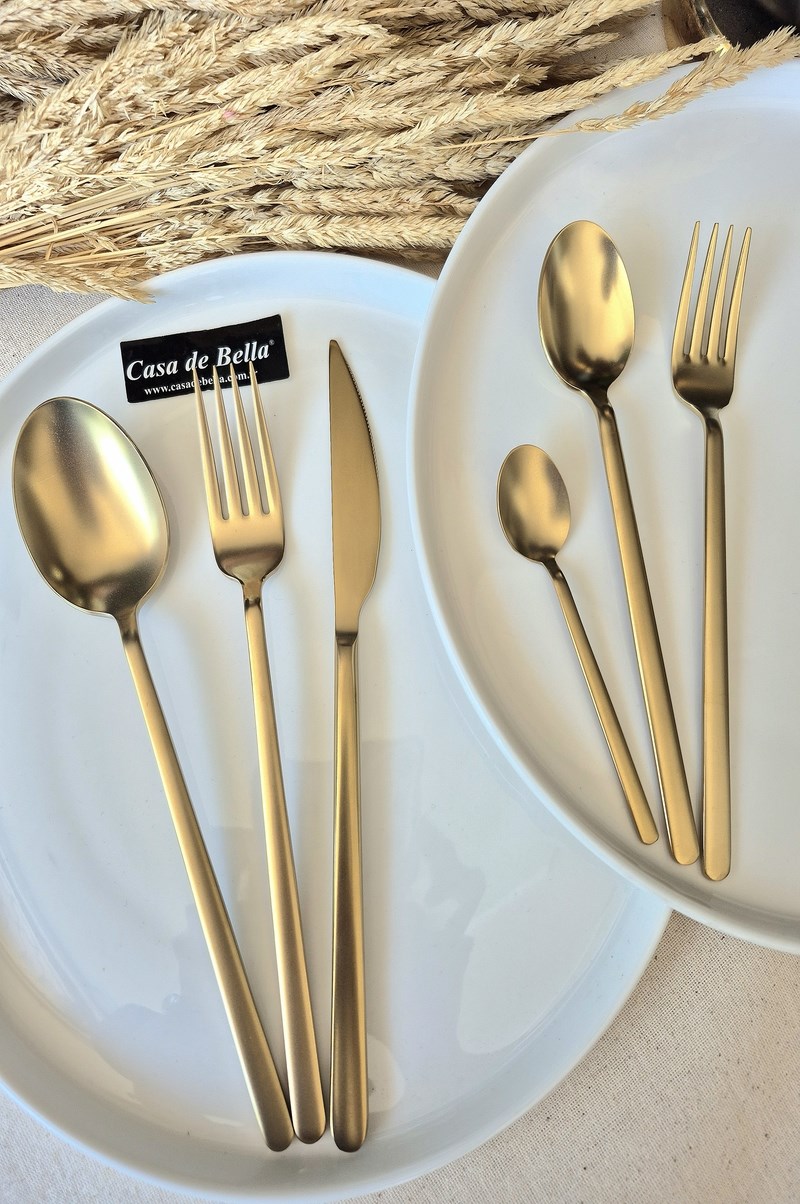 36 Parça Mat Gold Dali Çatal Bıçak Takımı 