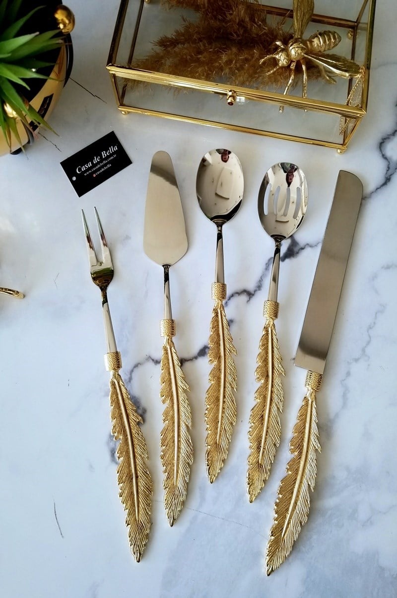 5 Parça Tüy Desenli Servis Seti