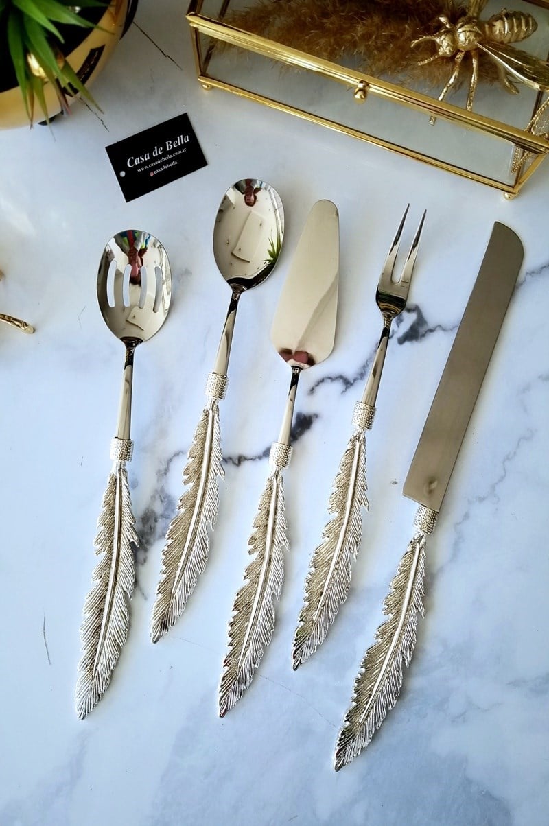 5 Parça Tüy Desenli Servis Seti