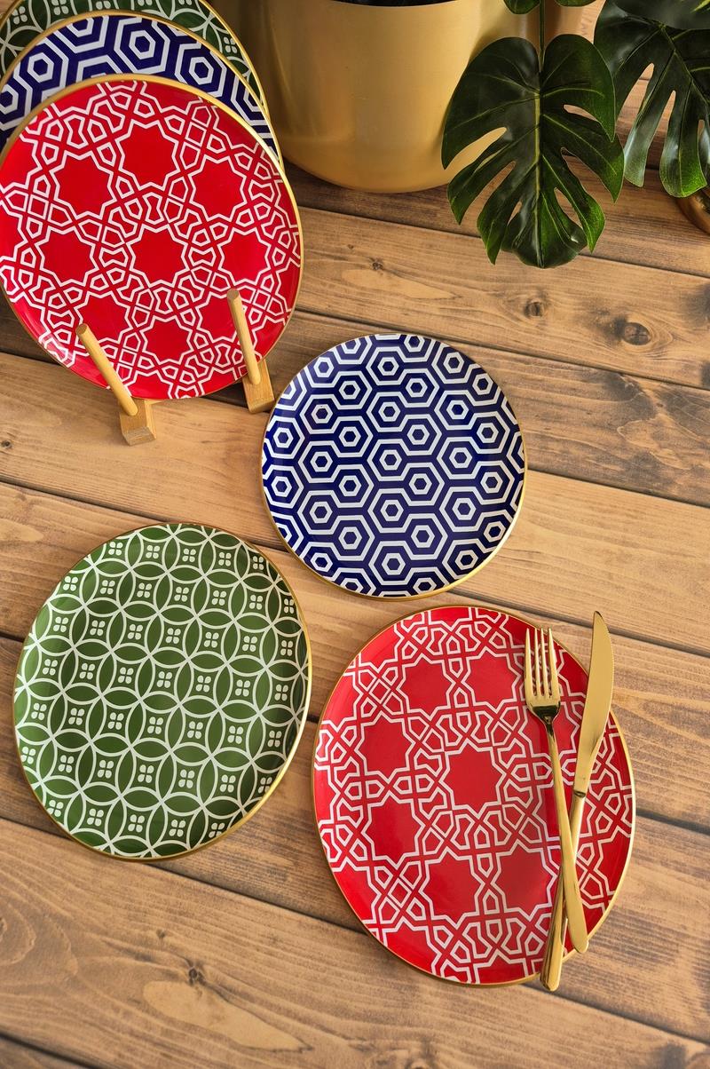 6'LI DESENLİ CAM PASTA TABAĞI