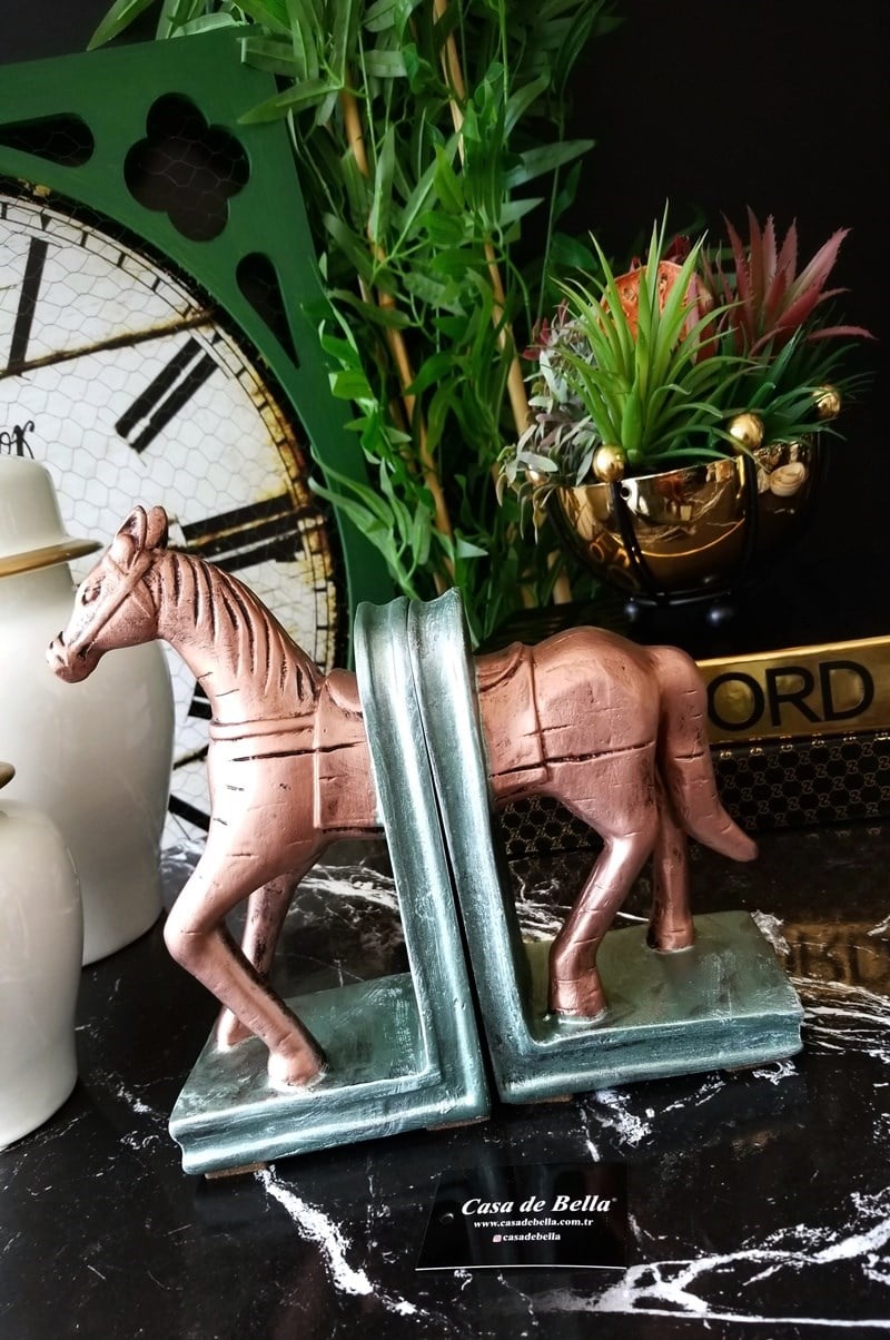 At Dekorlu Polyester Kitap Tutucu