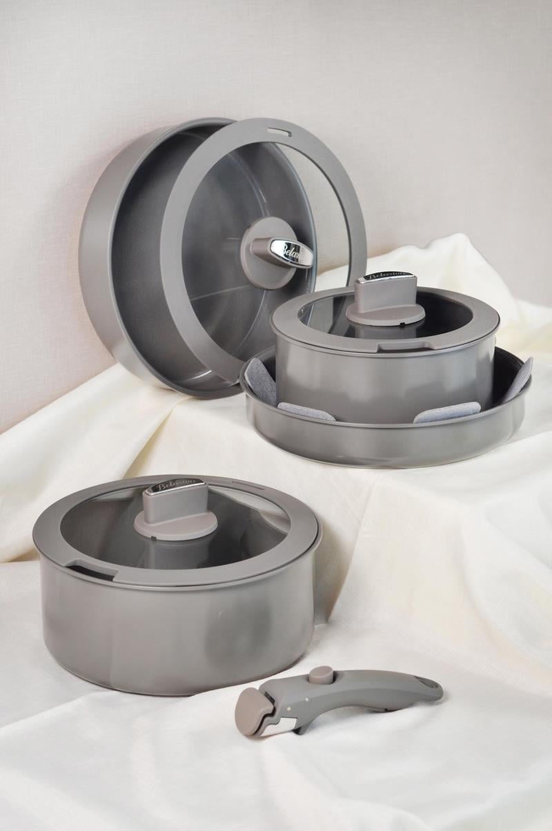 BELARİVA-EASY COOK GRİ 8 PARÇA TENCERE SETİ-3 TENCERE 1 TAVA