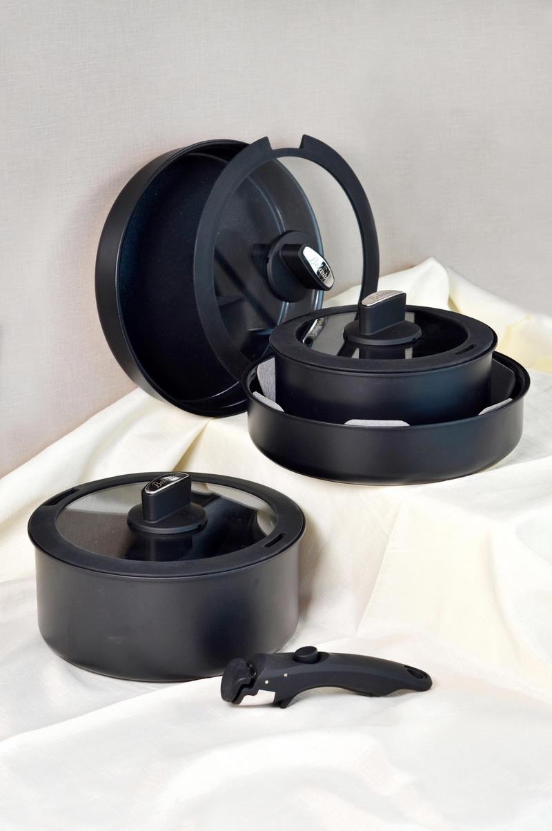 BELARİVA-EASY COOK SİYAH 8 PARÇA TENCERE SETİ-3 TENCERE 1 TAVA