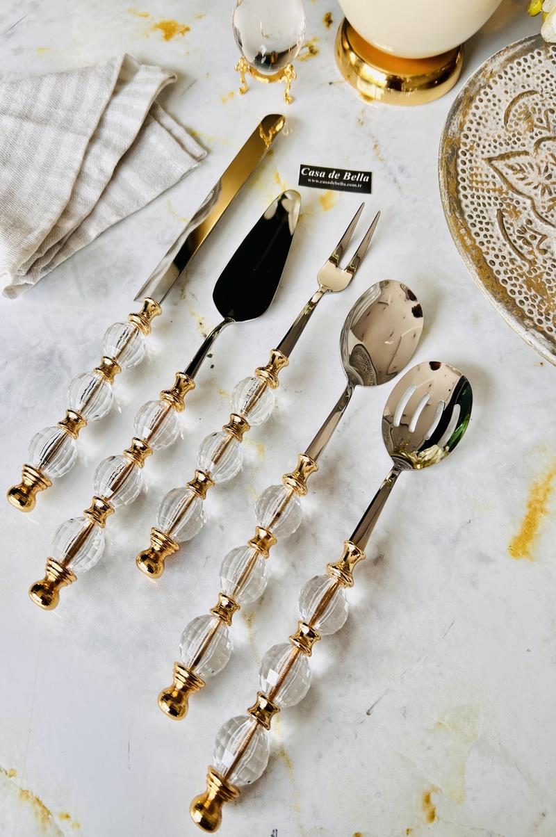 Gold Eskitme 5 Parça Boncuk Servis Seti